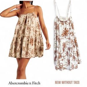 Abercrombie & Fitch Floral Mini Dress - White and Brown